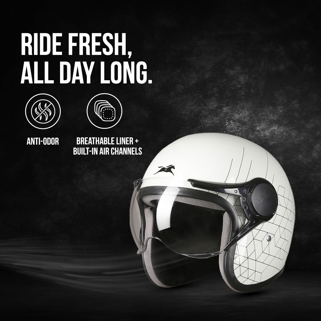TVS Cruisetown Open Face Helmet – Stylish & Safe Helmet for Riders | ISI & DOT Certified | Premium Protection for Men & Women | Comfortable, Durable & Lightweight Design with Visor